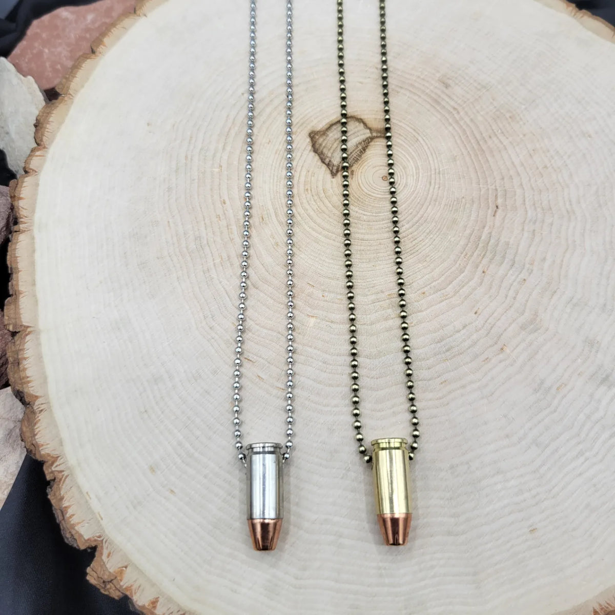 Unisex 9mm Bullet Necklace in nickel or brass – Just In Casings