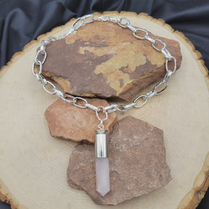Chunky Rose Quartz Statement Necklace