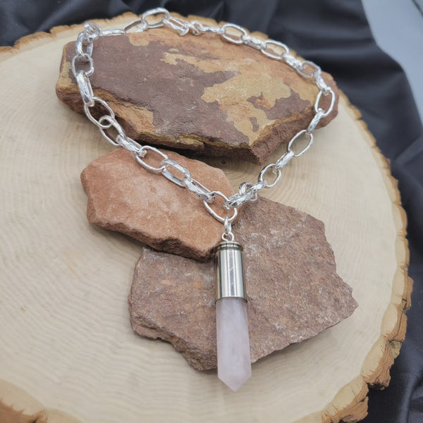 Chunky Rose Quartz Statement Necklace