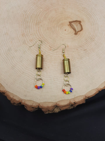 Beaded Rainbow Circle Bullet Earrings