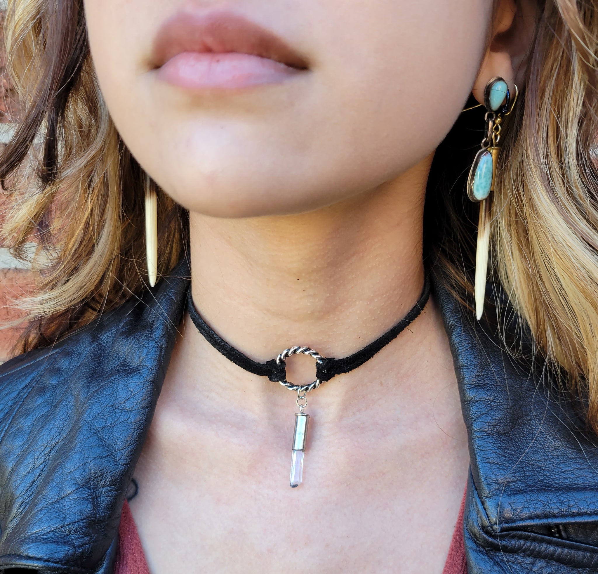 Black Buckle Detail Faux Leather Choker Necklace | Ally Fashion
