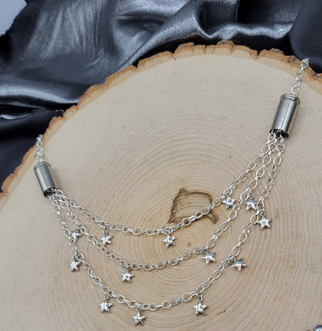 Layered 13-Star Patriotic Bullet Necklace