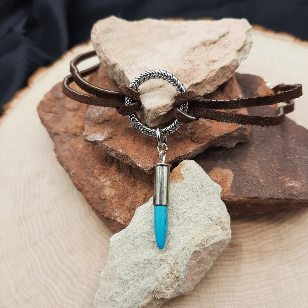 Leather ring deals choker