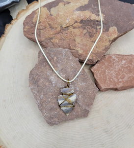 Wrapped Arrowhead and Leather Necklace