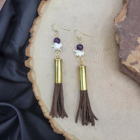 Bullet Tassel, Rattlesnake, & Amethyst Earrings