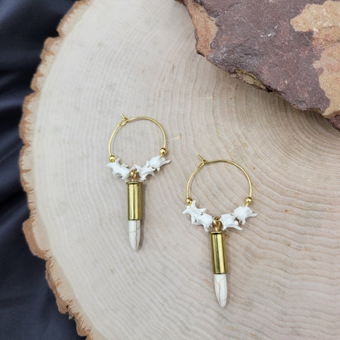 Dainty Rattlesnake Vertebrae & Bullet Spike Hoops